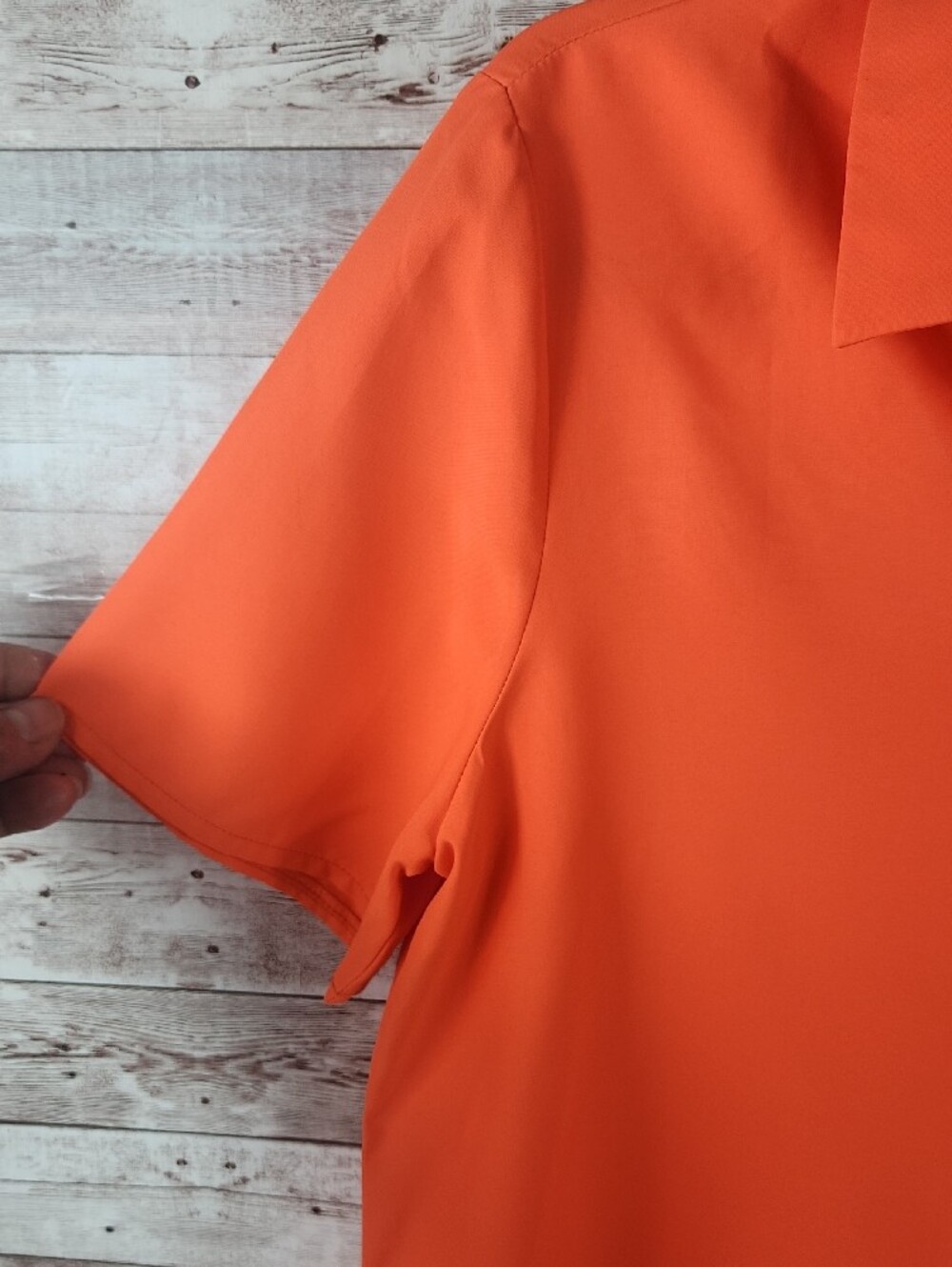 SHEIN Orange Mixed-Print Button Down Shirt - Picture 5 of 7
